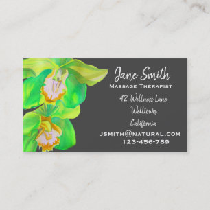 Carte De Visite Thérapeute de massage Verte orchidée nature serein