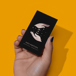 Carte De Visite Thérapeute en Massage Mains Réparatrices Rose Gold
