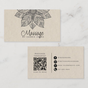 Carte De Visite Thérapeute en Massage Moderne Fleur de Lotus