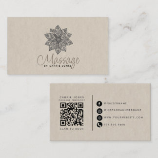 Carte De Visite Thérapeute en Massage Moderne Fleur de Lotus