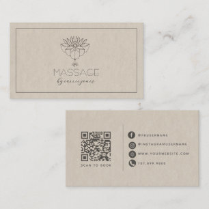 Carte De Visite Thérapeute en Massage Neutre Moderne Lotus Fleur