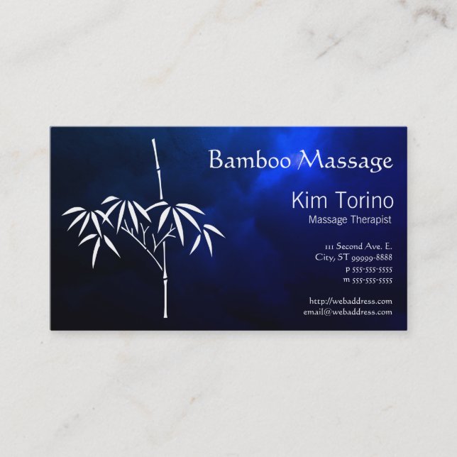 Carte De Visite Thérapeute en massage Nuages Sombres de Bambou Ren (Devant)