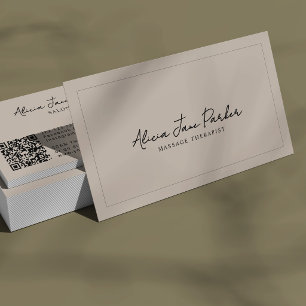 Carte De Visite Thérapeute minimaliste moderne simple beige