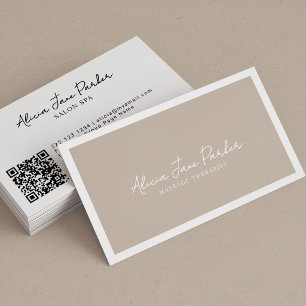Carte De Visite Thérapeute minimaliste moderne simple beige blanc