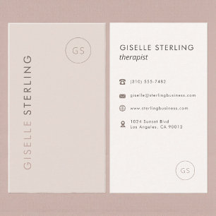 Carte De Visite Thérapeute Rose Pâle Minimaliste Luxe Moderne