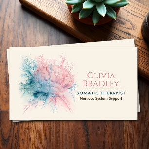 Carte De Visite Thérapeute Somatique Aquarelle Cerveau Système Ner