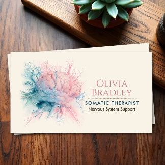 Carte De Visite Thérapeute Somatique Aquarelle Cerveau Système Ner