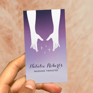 Carte De Visite Thérapie de massage Healing Hands Spa Purple Ombr