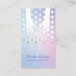 Carte De Visite Thérapie de massage Mains de guérison Pastel Purpl