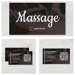 Carte De Visite Thérapie de Massage Moderne Code QR