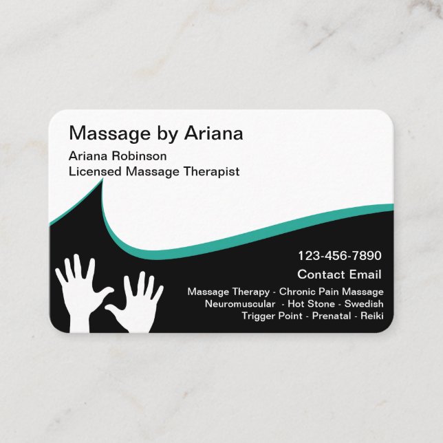 Carte De Visite Thérapie de Massage moderne tendance (Devant)