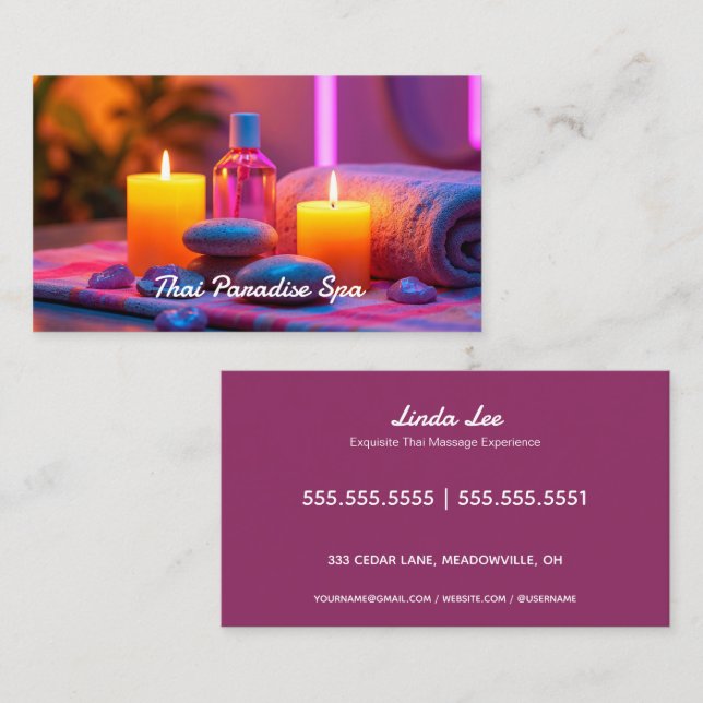Carte De Visite Thérapie de massage Neon (Devant / Derrière)