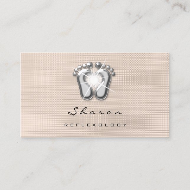 Carte De Visite Thérapie de massage Réflexologie Thérapiste Argent (Devant)