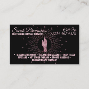 Carte De Visite Thérapie de Massage Script Pailleté Mains Guérisse