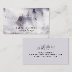 Carte De Visite Thérapie de massage sereine Brume Arbres Aquarelle