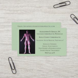 Carte De Visite Thérapie de massage verte Chiropratique Docteur