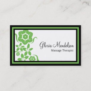 Carte De Visite Thérapie florale verte audacieuse de massage