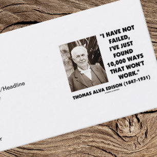 Carte De Visite Thomas Edison Je N'Ai Pas Échoué Trouvé 10 000 Voi