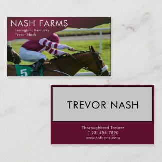 Carte De Visite Thoroughbred Horse Trainer Ferme et embarquement