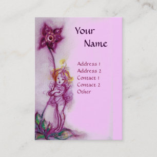 CARTE DE VISITE THUMBELINA AVEC MONOGRAM DE FLEURS ROSE PURPLE