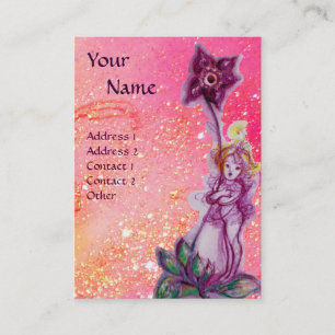 CARTE DE VISITE THUMBELINA, FLEURS POURPULAIRES EN FUCHSIE ROSE PA
