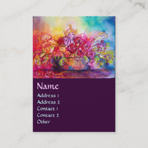 CARTE DE VISITE THUMBELINA, PANIER DE FLEUR ET PAPILLON