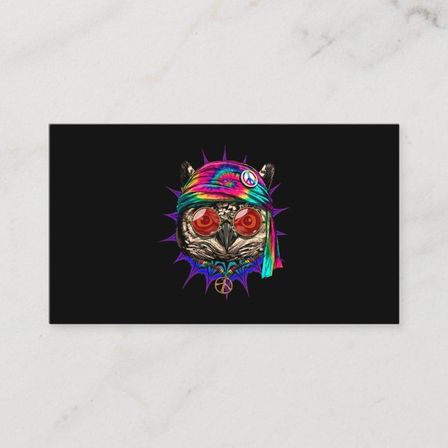 Carte De Visite Tie Dye Hippie Owl Hippie Paix Love Owl 682 (Devant)