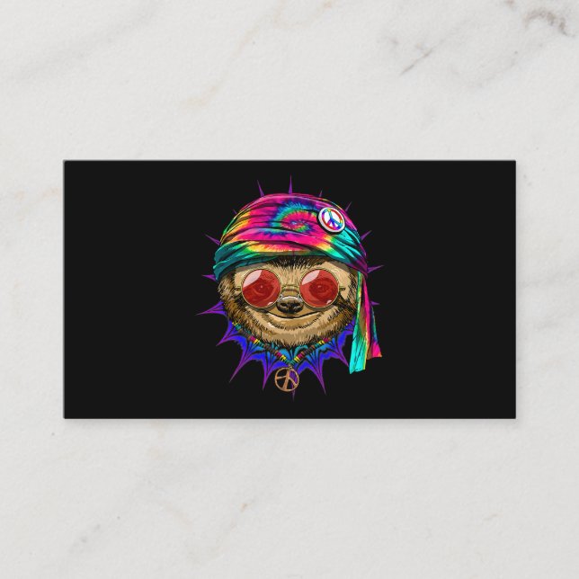 Carte De Visite Tie Dye Hippie Sloth Hippiness Peace Love Sloth 68 (Devant)
