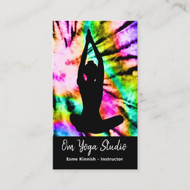 Carte De Visite Tie Dye Rainbow Yoga Studio ou Instructeur Modern  (Devant)