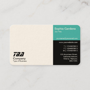 Carte De Visite Tiers - Blanc, Turquoise et Noir (Crème)