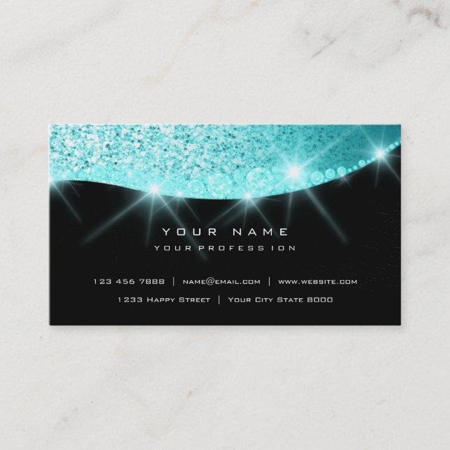 Carte De Visite Tiffany Aqua Sparkly Diamond Parties scintillant G (Devant)