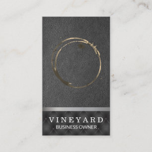 Carte De Visite Tige Verre Vin Fond en cuir de rembourrage noir