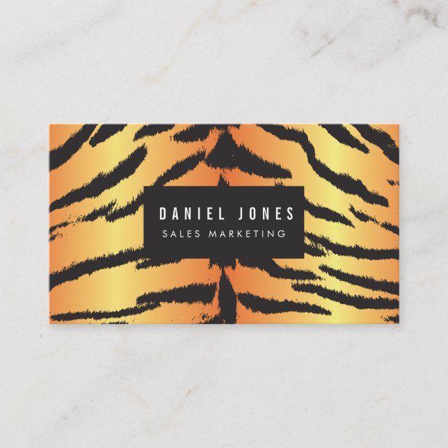 Carte De Visite Tiger Motif d'impression Black Gold personnalisé (Devant)