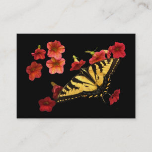 Carte De Visite Tiger Swallowtail sur Fleurs rouges ATC