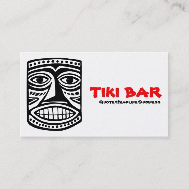 Carte De Visite Tiki Bar - Noir, Rouge et Blanc (Devant)