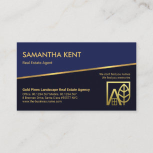 Carte De Visite Tilting Gold Line Blue Layers Realtor Real Estate