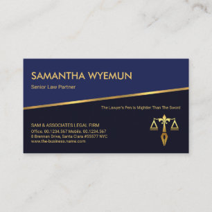 Carte De Visite Tilting Gold Line Blue Shades Barrister Paralegal