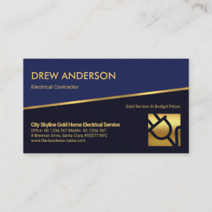Carte De Visite Tilting Gold Line Blue Shades Electricien