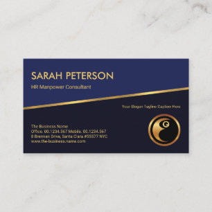 Carte De Visite Tilting Gold Line Blue Shades Main-d'oeuvre Recrut