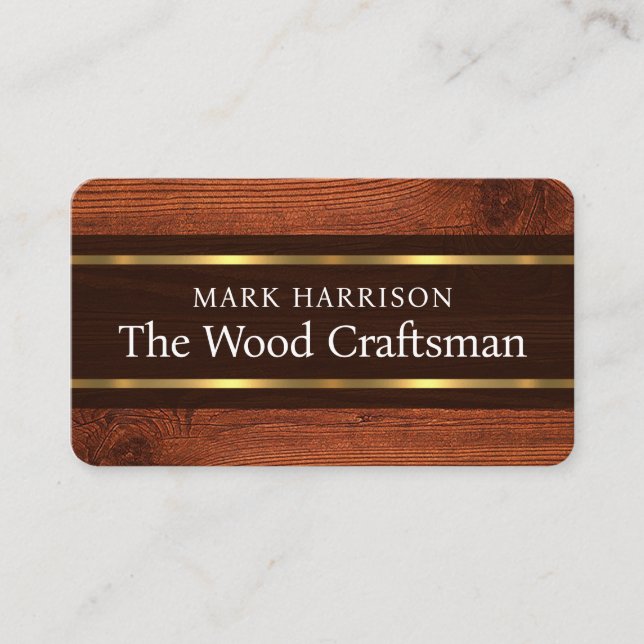 Carte De Visite Timber Wood Gold Lines Artiste (Devant)