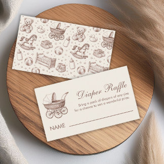 Carte De Visite Tirage au sort de couches Baby Shower Calligraphie