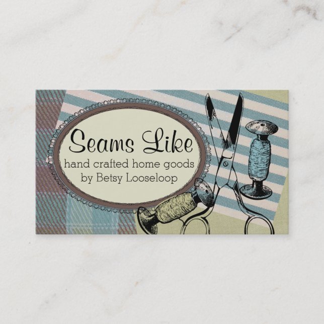 Carte De Visite tissu de couture de fil de ciseaux d'ouvrière (Devant)