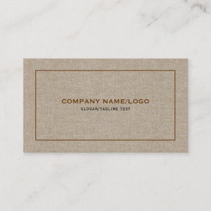 Carte De Visite Tissu de lin naturel beige Look bordure brun