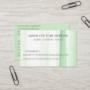 Carte De Visite Tissu vert couture de mode créatrice