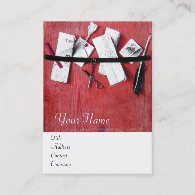 Carte De Visite TITULAIRE DE LETTRE EN BOIS MONOGRAM Rouge Blanc (Devant)