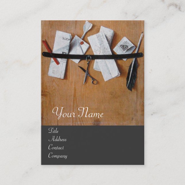 Carte De Visite TITULAIRE DE LETTRE EN MONOGRAM DE BOIS, gris brun (Devant)