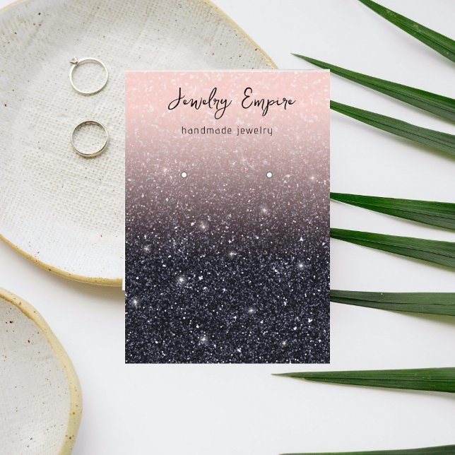 Carte De Visite Titulaire De parties scintillant Rose Et Noir (Créateur téléchargé)