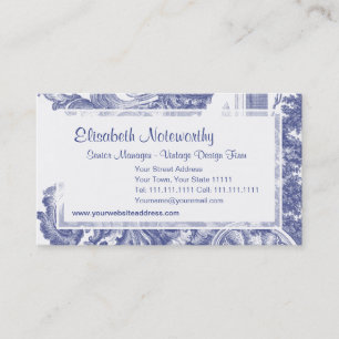 Carte De Visite Toile baroque français bleu élégant