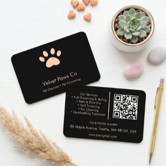 Carte De Visite Toilettage Pet Paws Personnalisé Minimaliste Multi