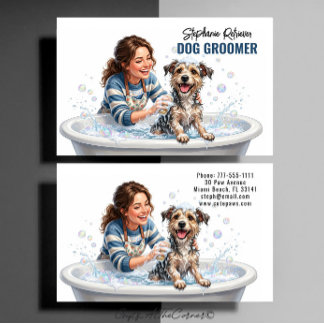 Carte De Visite Toiletteur pour chiens Chiot mignon Brun Blanc
